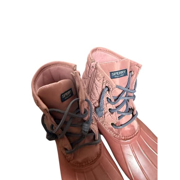 Sperry Girl’s Size 6 Pink Waterproof Duck Toe Saltwater Rain Winter Boots - Picture 2 of 8